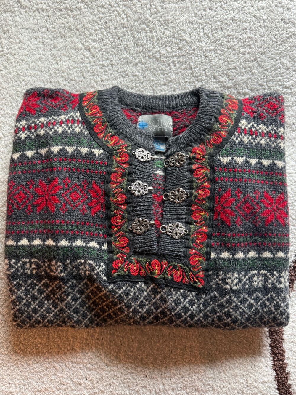 100% Wool Gray Holiday Sweater